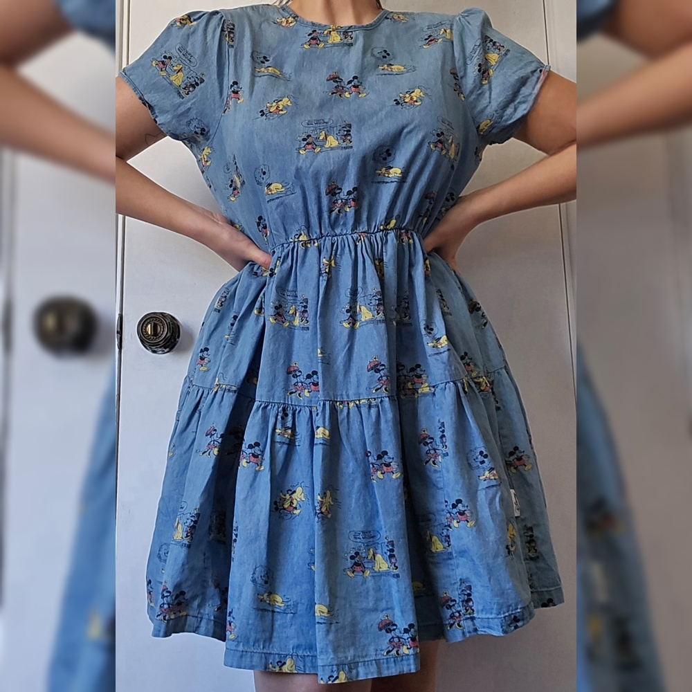 Disney Faux Denim Dress Sz L